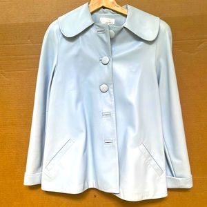 Faux leather fancy light blue short coat by Ukrainian designer size 4